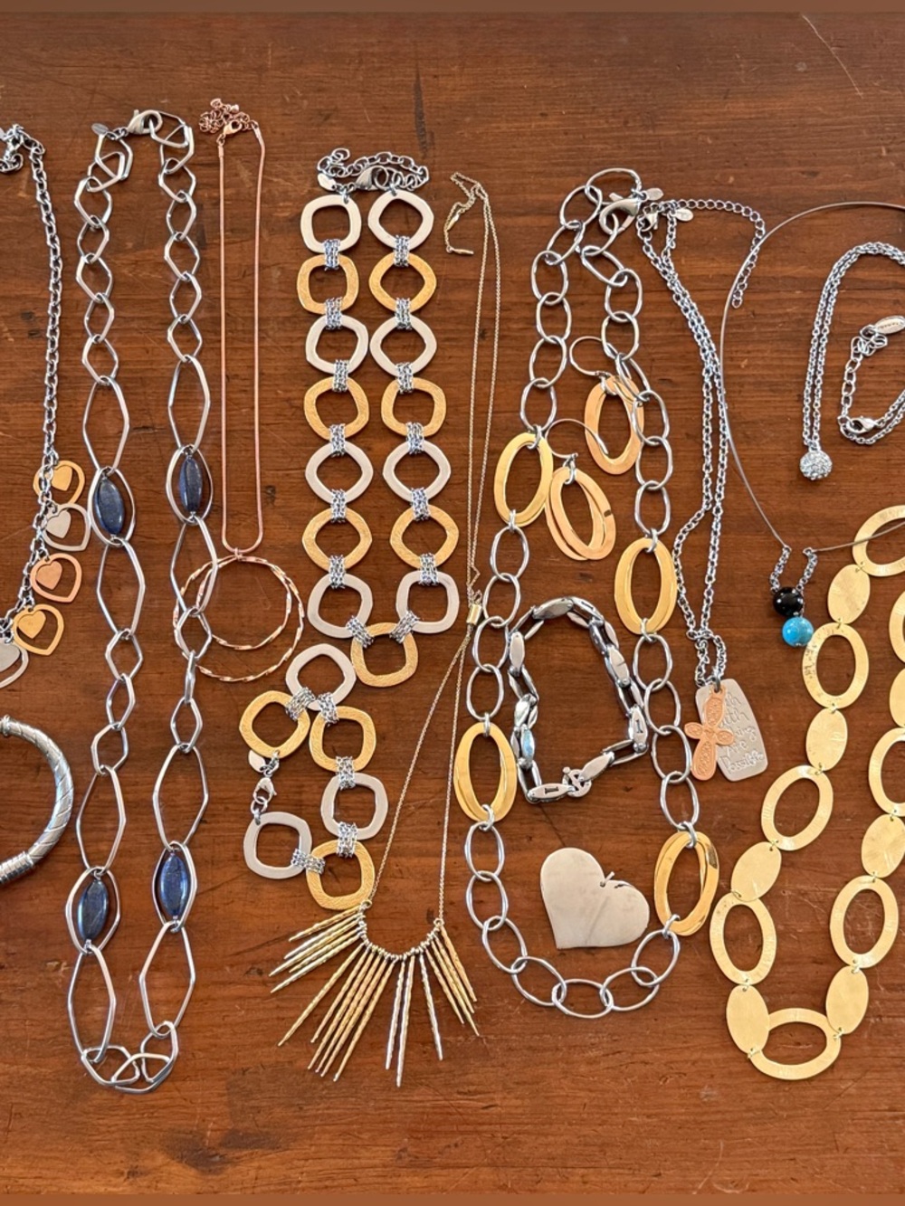Contemporary Designer Jewelry Necklace Bracelet Earrings Lot; Gold & Silver Tone